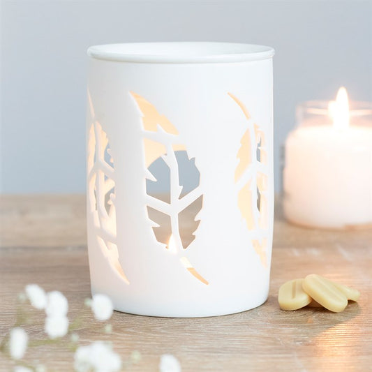 White Feather Cut Out Wax Warmer